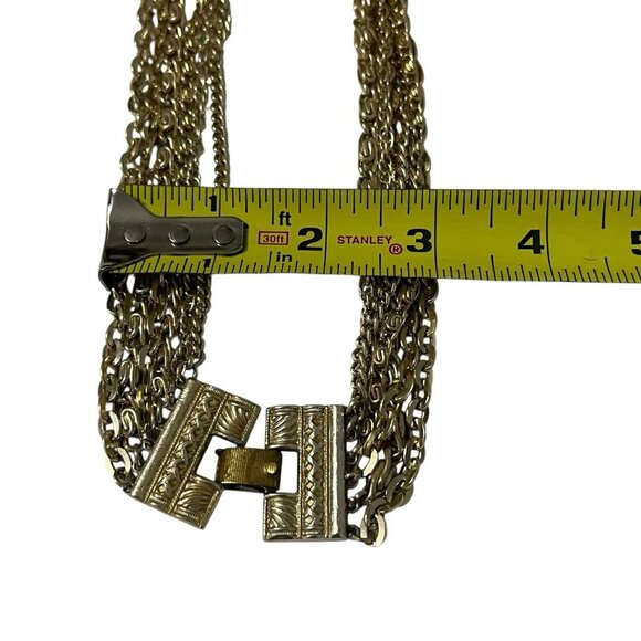 Gold Tone Multi-Strand Cascade Necklace Made In Germany 10" Vintage - Picture 9 of 9